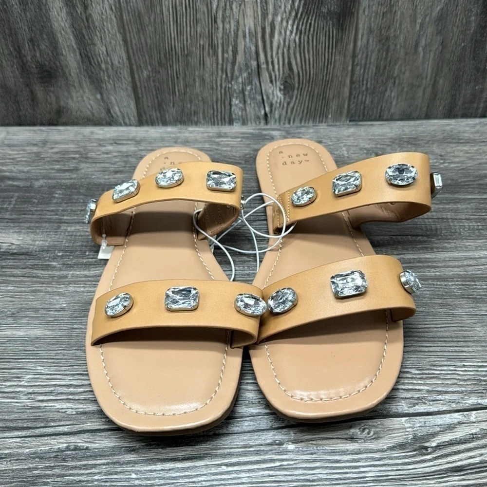 Women's Brit Two Band Embellished Sandals - A New Day